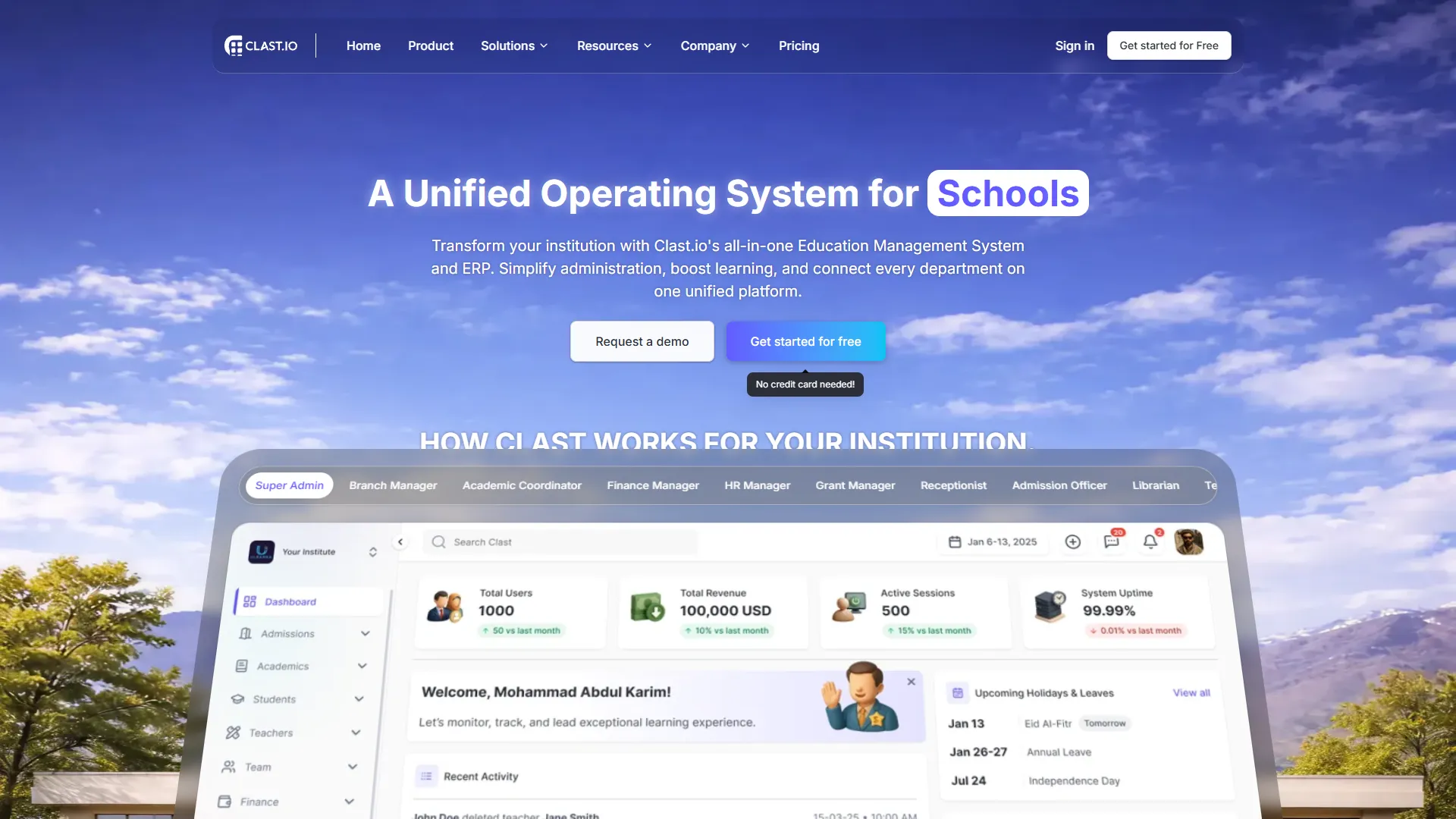 Clast.io Screenshot